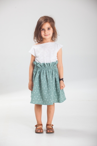 miętowa spódnica midi dla dziewczynki