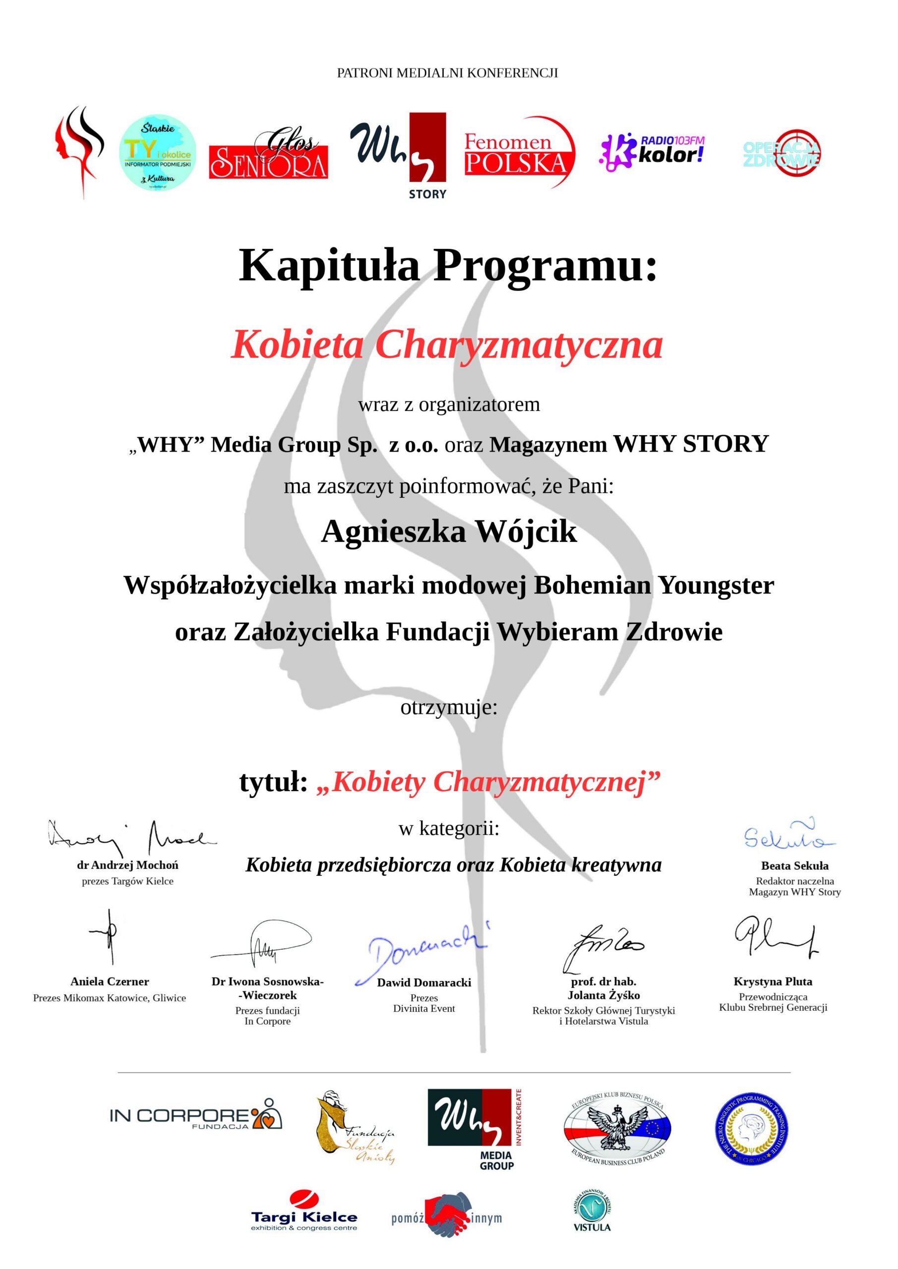 tytuł kobiety charyzmatycznej wojcik